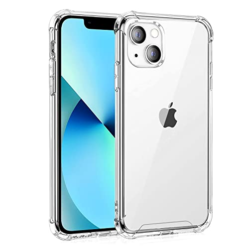 Whioltl Coque pour iPhone 13, Transparente Silicone TPU Bumper Housse Case Cover, Anti-Jaunissement & Anti-Rayures, Dos Rigide Transparent - HD Clair Étui de Protection