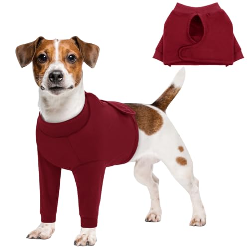 Image of Queenmore Dog Surgery Recovery Sleeve Front Legs, Breathable Dog Recovery Sleeve, Elbow Protector Pet Cone Alternative After Surgery, Burgundy, M