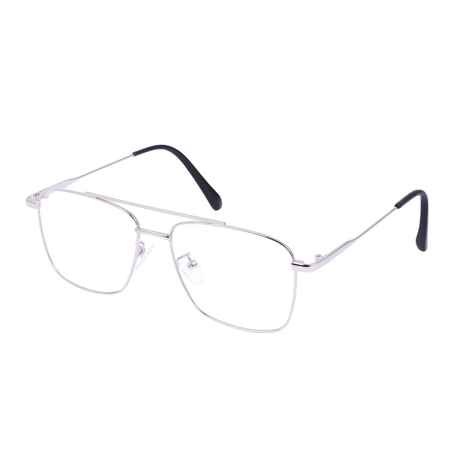 CREEK Blue Light Blocking Metal Frame Blue Cut Zero Power anti-glare Eyeglasses for Eye Protection from UV by Computer/Tablet/Laptop/Mobile (With Testing Kit) (MEDIUM, SILVER P)