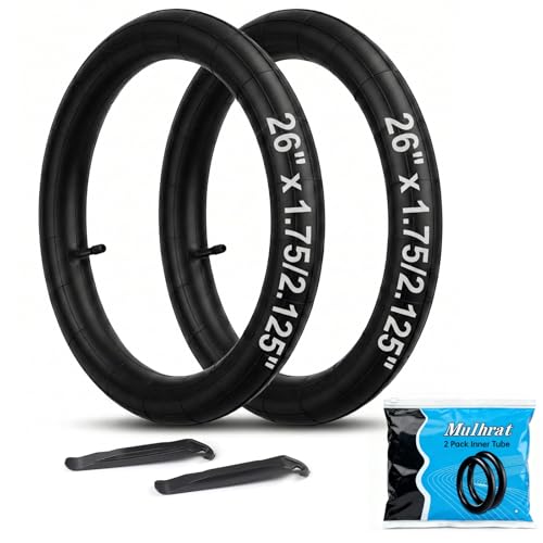 2Pack Premium Quality Butyl Inner Tubes 20/24/26 x1.75/1.95/2.10/2.125 with 32mm Schrader Valve- Compatible with City Bikes Commuter Bikes Kid Bikes& Mountain Bikes with 2 Tire Levers(26)
