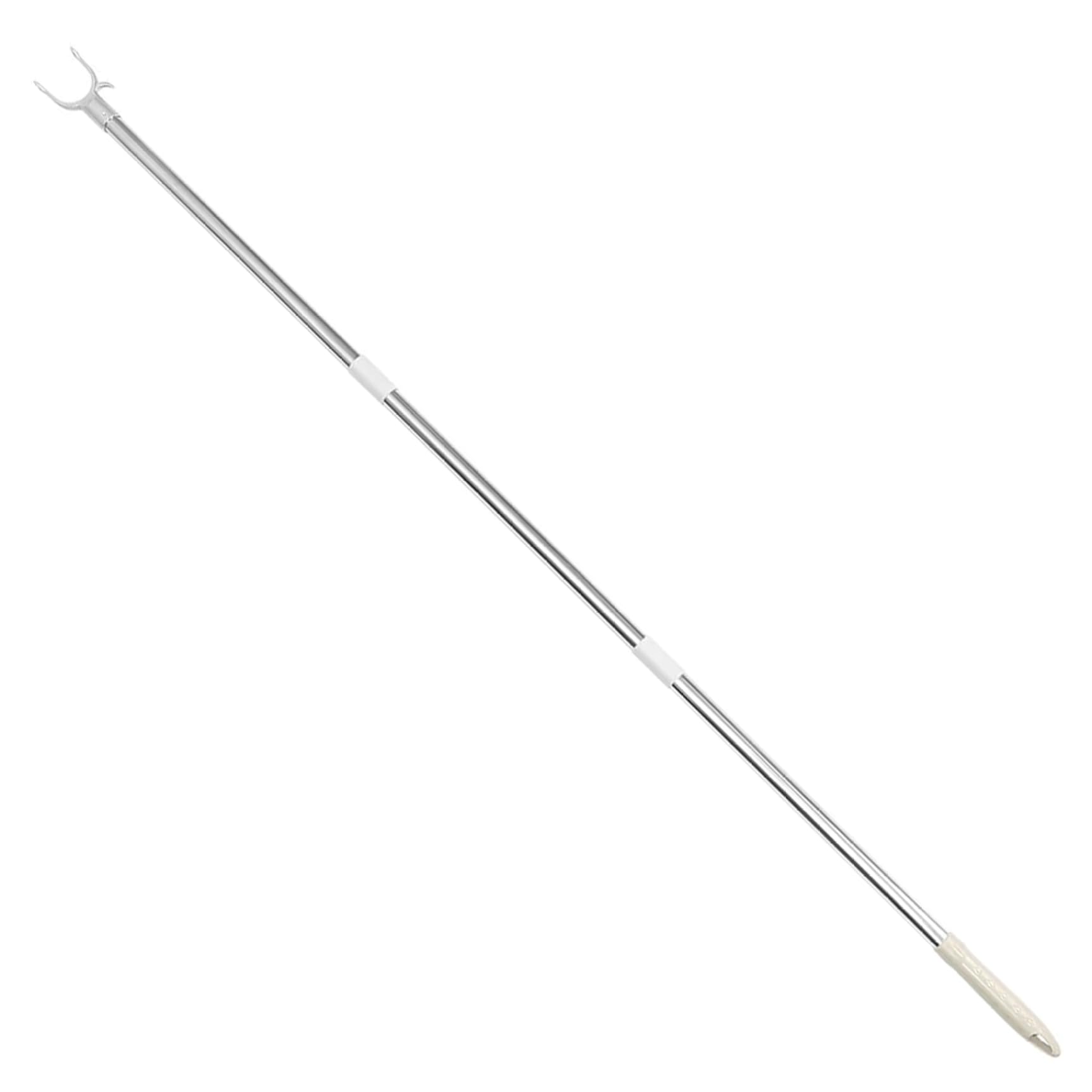 Licsaliwe 51 Inch Telescoping Clothesline Pole Stainless Steel Long Reach Closet Pole With Hook Non-Slip Handle For Ceiling Shelf