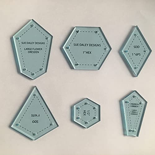 Pcscevcr Lot de 6 outils de patchwork, gabarit de coupe en acrylique pour patchwork, couture, travaux manuels Cover