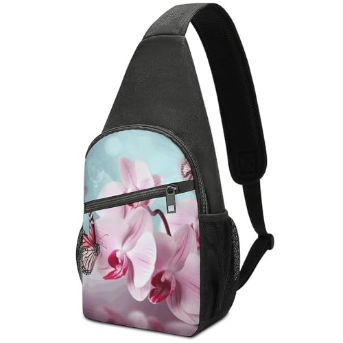 Bolso tipo sling pequeño para mujer y hombre con diseño floral
