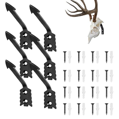 Soporte de cuernos inoxidable: 6 perchas de calavera de , exhibición de valla de ascenso, soporte de calavera para el hogar, dormitorio, cabaña, al aire libre, granja, campo, día de San Valentín