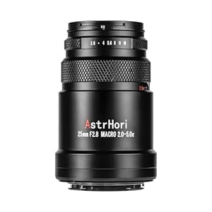 AstrHori 25mm F2.8 2X-5X Ultra Macro Lens Full Frame Manual Focus Compatible with Canon RF mount mirrorless cameras EOSR, RP,R5,R5C,R6,R7,R10,etc.