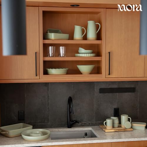 Image of Mora Ceramic Baking Dish with Handles For Casserole, Lasagna, Gratin, Broiling, Roasting, and Baking. Large 9x13 in Pan, Extra Deep - Porcelain Serving Bakeware from Oven to Table. Freezer Safe - Thyme