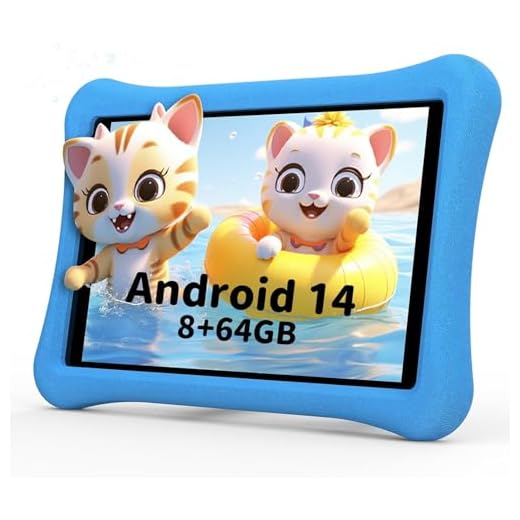AWOW Android 14 Kids Tablet HD 10.1", 2025 Nieuw 8GB RAM 64GB ROM - Kindertablet Tablet met kinderen met valbestendige hoes, vooraf geïnstalleerd, blauw