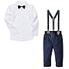 SANGTREE Boys Gentleman Outfits Suit Set with Detachable Suspenders, 3 Months – 14 Years