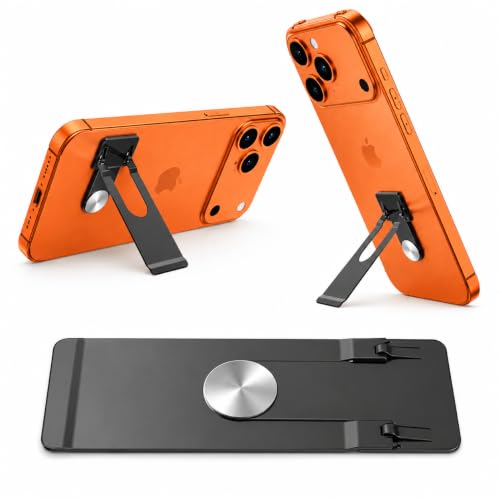 Image of Mizi Ultra Thin Phone Kickstand, 0.7mm Slim 360 Rotating Metal Phone Stand, Vertical & Horizontal Foldable Cell Phone Holder with Strong 3M Adhesive for iPhone, Samsung & Android Smartphones - Black