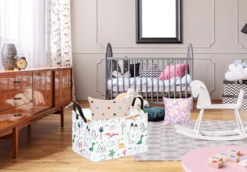 Image of Rectangle Gift Shelf Nursery Storage Basket Laundry Hamper Storage Box and Bins for Home Clothes with Handles