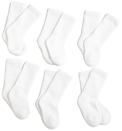Jefferies Socks, Llc Unisex-baby Newborn 6 Pack Seamless Sport Half Cushion Crew Socks, White, 12-24 Months