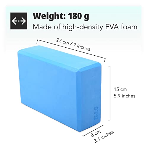 Foto von H&S Hochstabiler Yoga Block - 2er Set - Moosgummi Schaumstoff Fitness Klotz in Blau und Lila - Pilates Gymnastik Zubehör & Spagat Blöcke gegen Muskelschmerzen und Stress