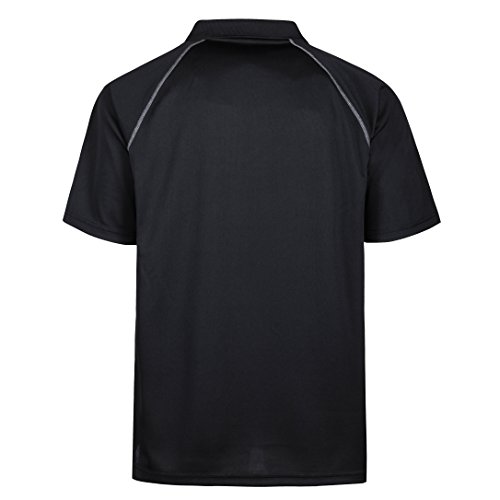 Men's Classic Short Sleeve Solid Performance Deck Polo Shirt Black #TOP2