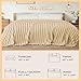 EYCIO Fleece Throw Blanket for Couch, Lightweight Fluffy Cozy Blanket, Plush Striped Fur Throw All Seasons Use (Beige, 90×104 in)