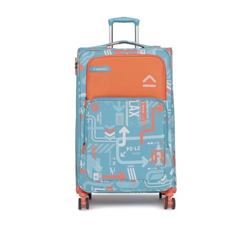 Image of uppercase JFK Plus 10100EST1TBL Large Check-in Eco Soft Trolley Bag, Dust Resistant Luggage Made of Sustainable Material, 8 Wheel Trolley Bag with TSA Lock,Travel Suitcase for Men & Women (Teal Blue)