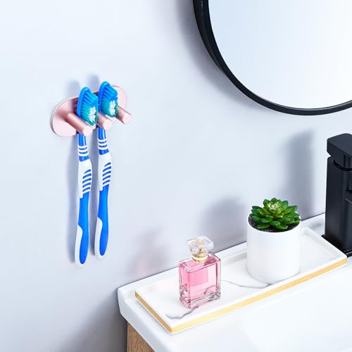 GGQ Zahnbürstenhalter Wand Ohne Bohren Elektrische Zahnbürste Halter, Aufsteckbürsten Halterung, Selbstklebend Zahnbürstenkopf Halter für Bad Zahnbürsten Aufbewahrung (Roségold, Klein) 5