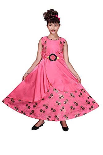 Image of Sky Heights Girl's Silk Blend Fit and Flare Maxi Wedding Dress