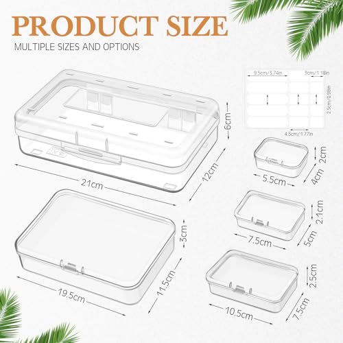 Image of Leelosp 64 Pack Mixed Sizes Small Plastic Containers Clear Empty Bead Storage Containers Mini Rectangular Boxes with Lids Sensory Bin Organizer for Small Items Craft Jewelry Projects