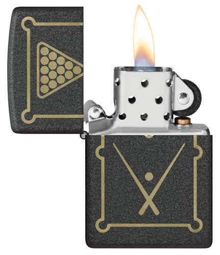 Image of Zippo Billiards Design Black Crackle Windproof Pocket Fuel Refillable Lighter, BIS Certified