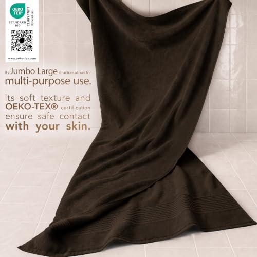 Image of Cotton Paradise 100% Cotton Turkish Towel Set, Soft Absorbent Quick Dry, 2 Piece 35x70 Bath Sheet Set, Chocolate Brown
