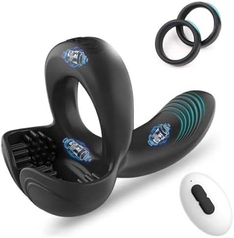 Vibrating Cock Ring Sex Toys for Men, Silicone Cock Rings Anal Vibrator Couples Sex Toys with 10 Vibration Modes, Remote Control Vibrators Penis Ring Adult Toy & Games