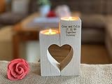  Personalisierter Kerzenständer Herz, Graviertes Teelichthalter-Set mit Zwei Wunschnamen und Datum, Herzförmiges aus Holz für Verliebte Paare, Kerzenleuchter, Geschenke für Hochzeit, Familiengeschenke