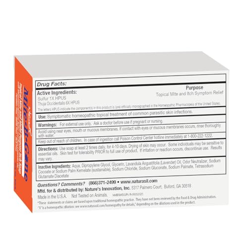 Image of Mite Treatment for Humans, Sulfur Soap by Mite-B-Gone - 2 Pack, 5 oz Bars | Mite Bites, Itching, Redness & Irritation | 10% Sulfur, Tea Tree Oil & Thuja | Face & Full-Body Care for Adults & Children
