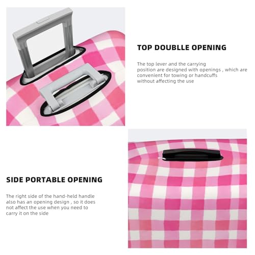 Pastel Pink Checkered Watercolor Preppy Elastic Travel Luggage Covers Dustproof Scratch-Resistant Suitcase Protector Fit 22-24 Inch3