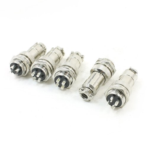uxcell - a13101400ux0401 5Pcs AC400V 5A 4 Pins 16mm Thread Aviation Circular Male Connector