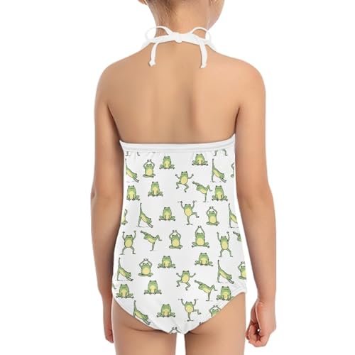 Image of KiuLoam Funny Green Frogs Girls One-Piece Swimsuit Quick Dry Beach Swim Bathing Suit for 3-8 Years Little Girls