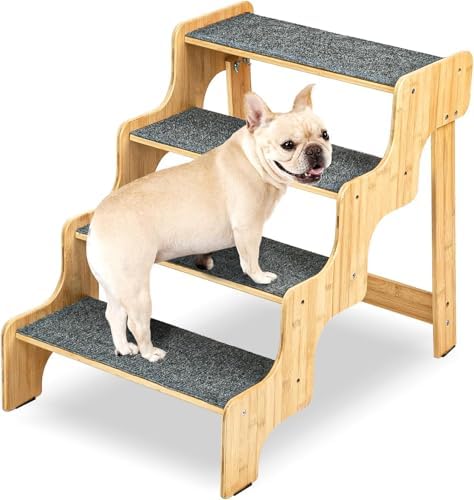 Dog Stairs for Small Dogs, Bamboo Dog Steps for High Bed and Couc...