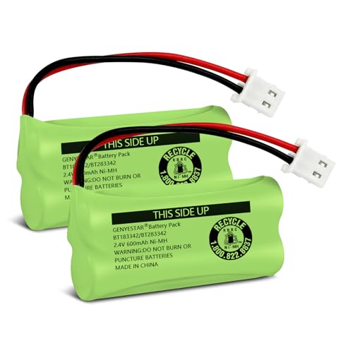 GENYESTAR BT183342 Cordless Phone Batteries NiMH 2.4V 600mAh Compatible with BT283342 BT166342 BT266342 BT162342 BT262342 CS6114 CS6419 CS6719 EL52300 CL80111 Cordless Handset Phone(2 Packs)