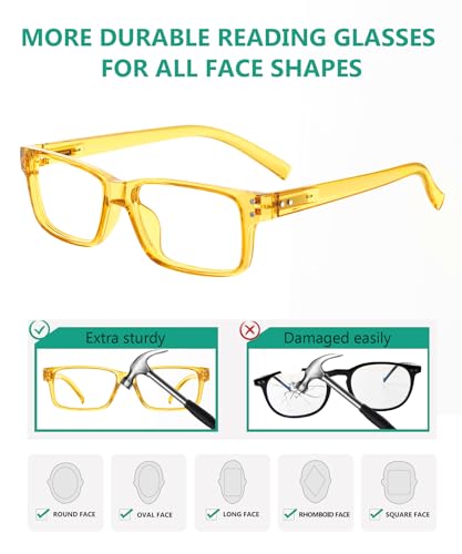 Image of Eyekepper Vintage Reading Glasses for Men - 3 Pairs Black and 2 Pairs Yellow - Spring Hinges Classic Readers +1.75