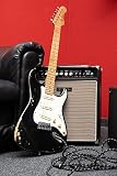 Rocktile Vinstage ST-RMBK gitara elektryczna – relicowa gitara w stylu Aged – korpus: jesion – gryf/szyja: prażony klon – 3 x Single Coil Pickup – sprzęt vintage – czarny