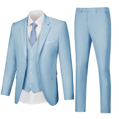 Image of WOMS Men's 3 Piece Suit Slim Fit,Mens Wedding Suit Groom Prom Tuxedo