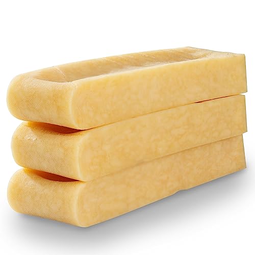 WOW BITES Premium Snacks para cães, carros de longa duração, feitos com leite natural, ossos de queijo mastigáveis grandes (300 g, conjunto de 3, tamanho L)