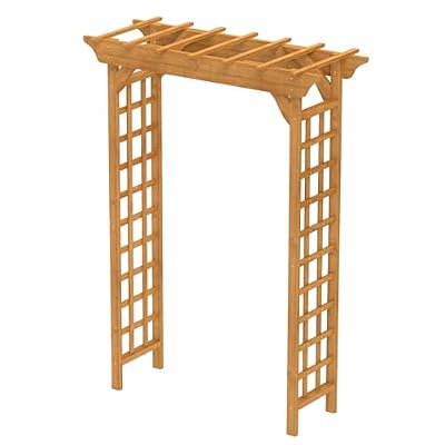 Donext 63 Inch Solid Wood Arbor,Garden Wood Trellis with Sturdy Construction, Garden Arch for Outdoor Ceremonies & Backyard Events(Light Brown)