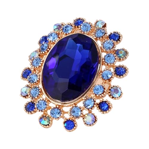 PINK TOWN Vintage Rhinestone Glass Finger Rings,Fashion Crystal Adjustable Open Wrap Knuckle Ring Boho Big Oval Stackable Rings Statement Ring Engagement Wedding Cocktail Party Rings Jewelry (Blue)