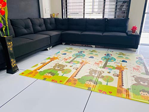 Image of WENGTY Double Sided Water Proof Alphabet Mat Extra Large Reversible Baby Play Mat, Bpa Free Learning & Crawling Foldable Foam Mat(200Cm X 150Cm, 0.8Cm) Multicolor, Count 1