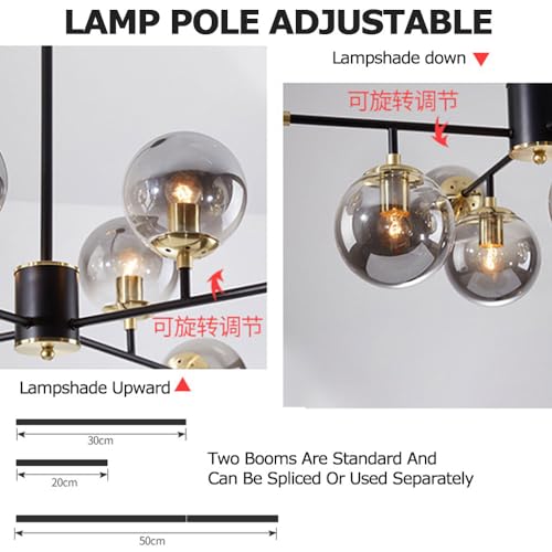 Plafonnier moderne de luxe style scandinave avec 10 verres suspendus E27 - 6