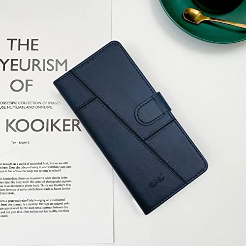 Image of Jkobi Flip Cover Case for Vivo iQOO Z6 Pro (Stitched Leather Finish | Magnetic Closure | Foldable Stand | Wallet Card Slots | Blue)