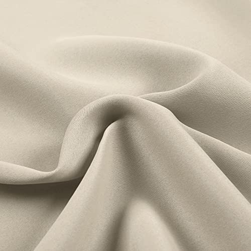 Chadmade Pinch Pleated Curtain Solid Thermal Insulated Blackout Patio Door Panel Drape For Traverse Rod And Track, Beige 72W X 84L Inch (1 Panel) #TOP5