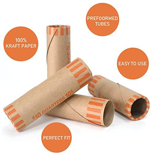 Image of LLIKED 72 PCS Preformed Coin Wrappers Rolls-Quarters