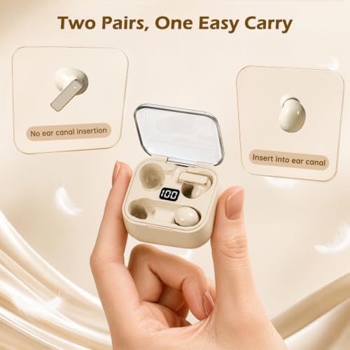 Xmenha 2 Pairs Mini Small Invisible Earbuds Wireless Bluetooth Sleep Invisible Ear Buds Smallest Headphones Low Profile Tiny Micro Small Hidden Discreet Earbuds for Work Sleeping - 1