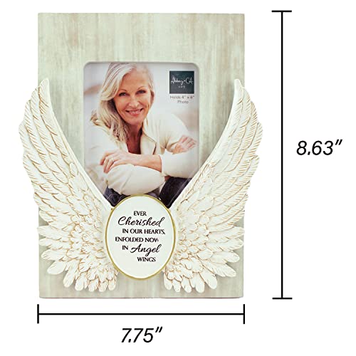 Angel Wings Memorial Photo Frame, Home Decor Gift For Death Of A Loved One, Holds 4-Inch By 6-Inch Photo, By Abbey & Ca Gift,Antique White #TOP4