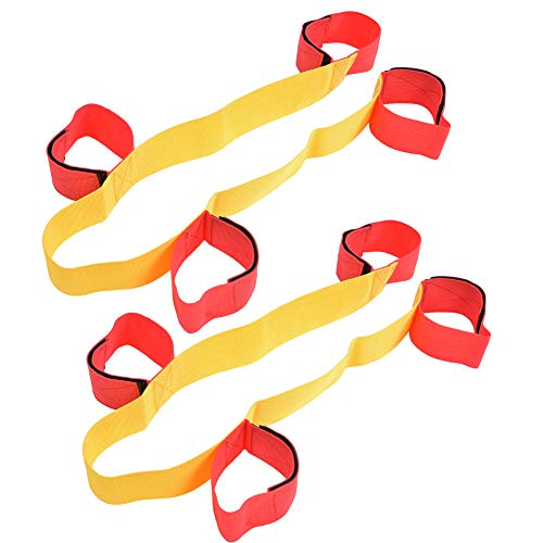 Alomejor Legged Band 1Pair Legged Race Bands Outdoor-Spiel Elastic Tie Rope Straps für Kinder Erwachsene Team-Spiele(4 People Belt)