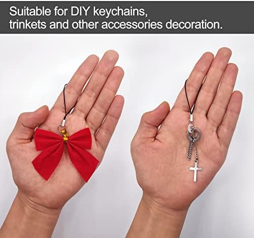 Qancekoo 100pcs Cell Phone Split Ring Strap Detachable Phone Ring Strap Phone Charm Cords DIY Lanyard Decorations for Hanging Charms USB Drive Keychain - Black - 5