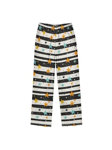 ZZKKO Yellow Blue Star Black Stripe Boys Pants for Kids Jogger Pants with Pockets S2