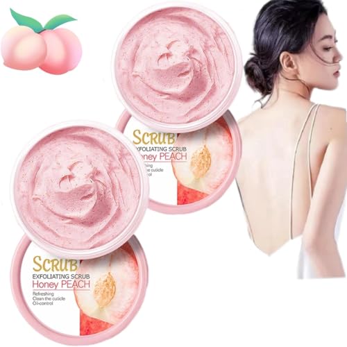 Peach Brightening Exfoliating Body Scrub,Peach Smooth & Tight Body Scrub, Peach Body Scrub,Deeply Exfoliates Scrub,Brightening Body Scrub for Body Deeply Clean (2 Pcs)