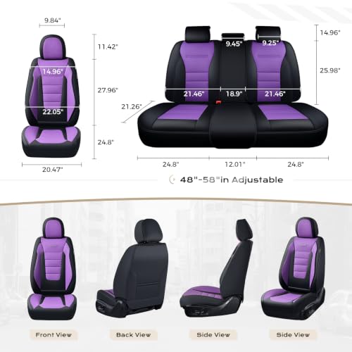 Image of Coverado Car Seat Covers Front, Seat Covers for Cars, Waterproof 2-Pack Car Seat Cushions, Leather Carseat Seat Protectors, Universal Seat Covers Fit for Most Sedans SUV Pick-up Trucks(Black&Purple)